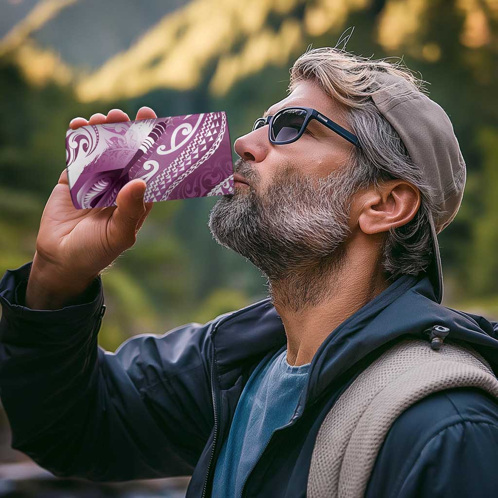 Personalised New Zealand Aotearoa Darts Masters 4 in 1 Can Cooler Tumbler Maori Art Tattoo with Tribal Dart Symbol Pink - Polynesian Pride