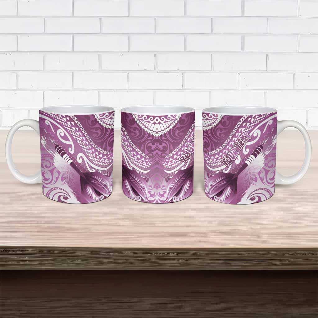 Personalised New Zealand Aotearoa Darts Masters Ceramic Mug Maori Art Tattoo with Tribal Dart Symbol Pink - Polynesian Pride