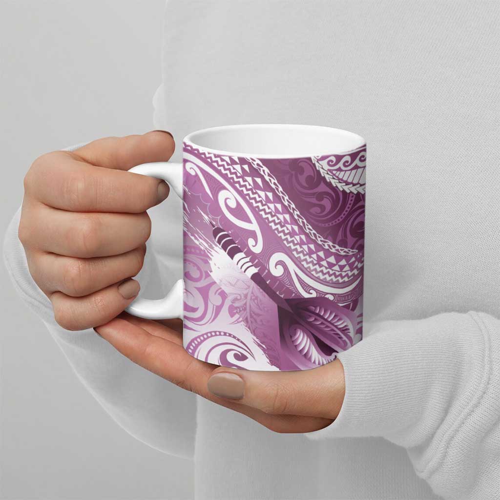Personalised New Zealand Aotearoa Darts Masters Ceramic Mug Maori Art Tattoo with Tribal Dart Symbol Pink - Polynesian Pride
