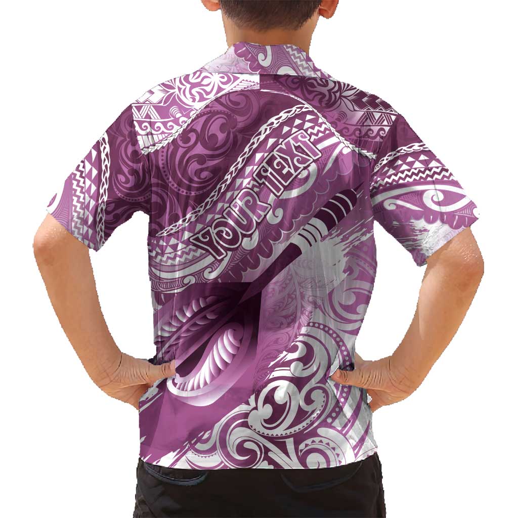 Personalised New Zealand Aotearoa Darts Masters Family Matching Puletasi and Hawaiian Shirt Maori Art Tattoo with Tribal Dart Symbol Pink - Polynesian Pride