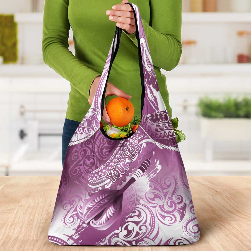 Personalised New Zealand Aotearoa Darts Masters Grocery Bag Maori Art Tattoo with Tribal Dart Symbol Pink - Polynesian Pride