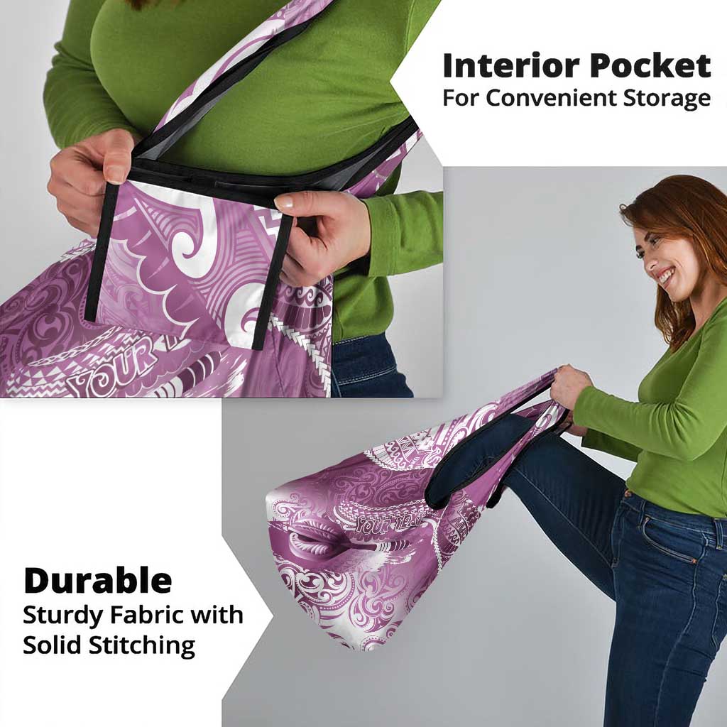 Personalised New Zealand Aotearoa Darts Masters Grocery Bag Maori Art Tattoo with Tribal Dart Symbol Pink - Polynesian Pride