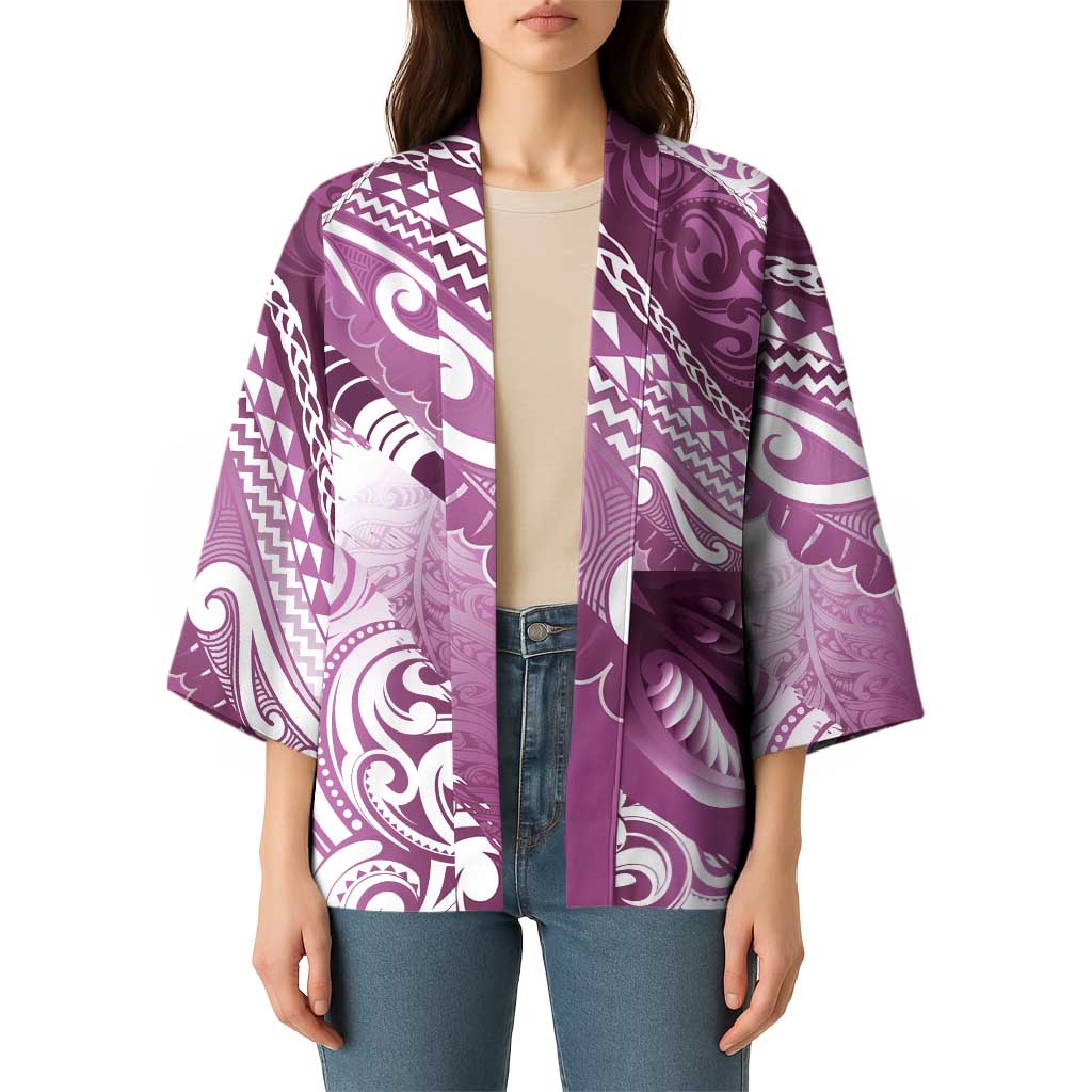 Personalised New Zealand Aotearoa Darts Masters Kimono Maori Art Tattoo with Tribal Dart Symbol Pink - Polynesian Pride