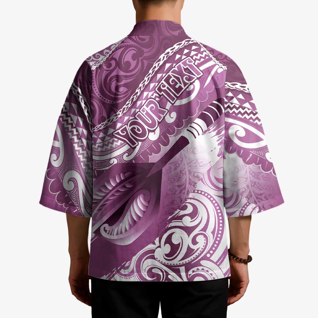 Personalised New Zealand Aotearoa Darts Masters Kimono Maori Art Tattoo with Tribal Dart Symbol Pink - Polynesian Pride