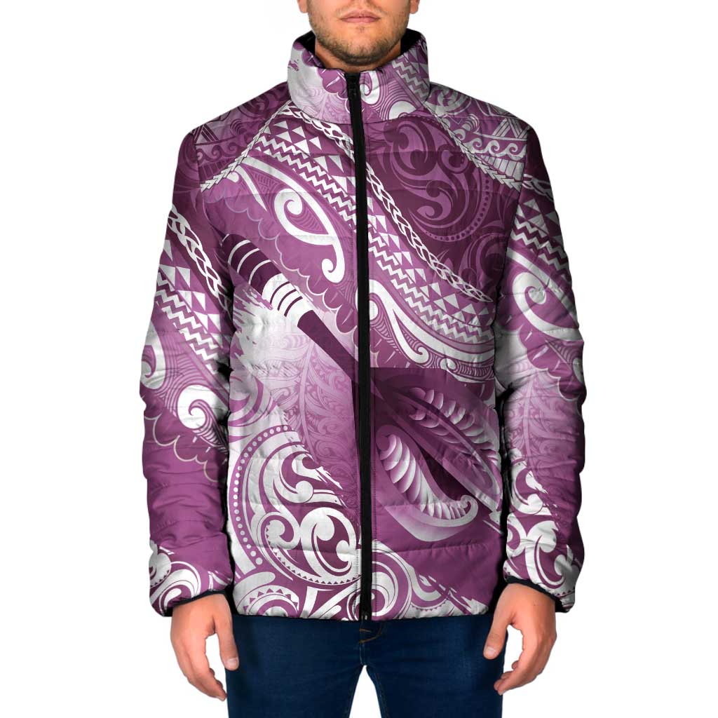 Personalised New Zealand Aotearoa Darts Masters Padded Jacket Maori Art Tattoo with Tribal Dart Symbol Pink - Polynesian Pride