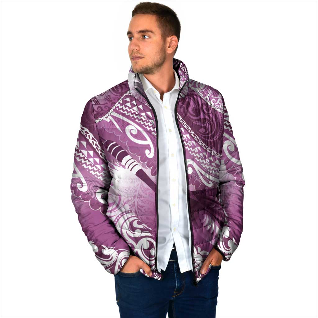 Personalised New Zealand Aotearoa Darts Masters Padded Jacket Maori Art Tattoo with Tribal Dart Symbol Pink - Polynesian Pride