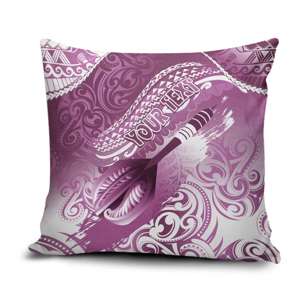 Personalised New Zealand Aotearoa Darts Masters Pillow Cover Maori Art Tattoo with Tribal Dart Symbol Pink - Polynesian Pride