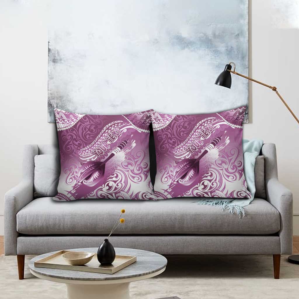 Personalised New Zealand Aotearoa Darts Masters Pillow Cover Maori Art Tattoo with Tribal Dart Symbol Pink - Polynesian Pride