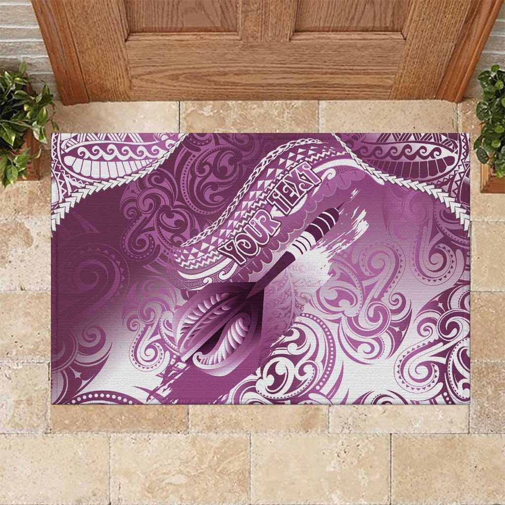 Personalised New Zealand Aotearoa Darts Masters Rubber Doormat Maori Art Tattoo with Tribal Dart Symbol Pink - Polynesian Pride