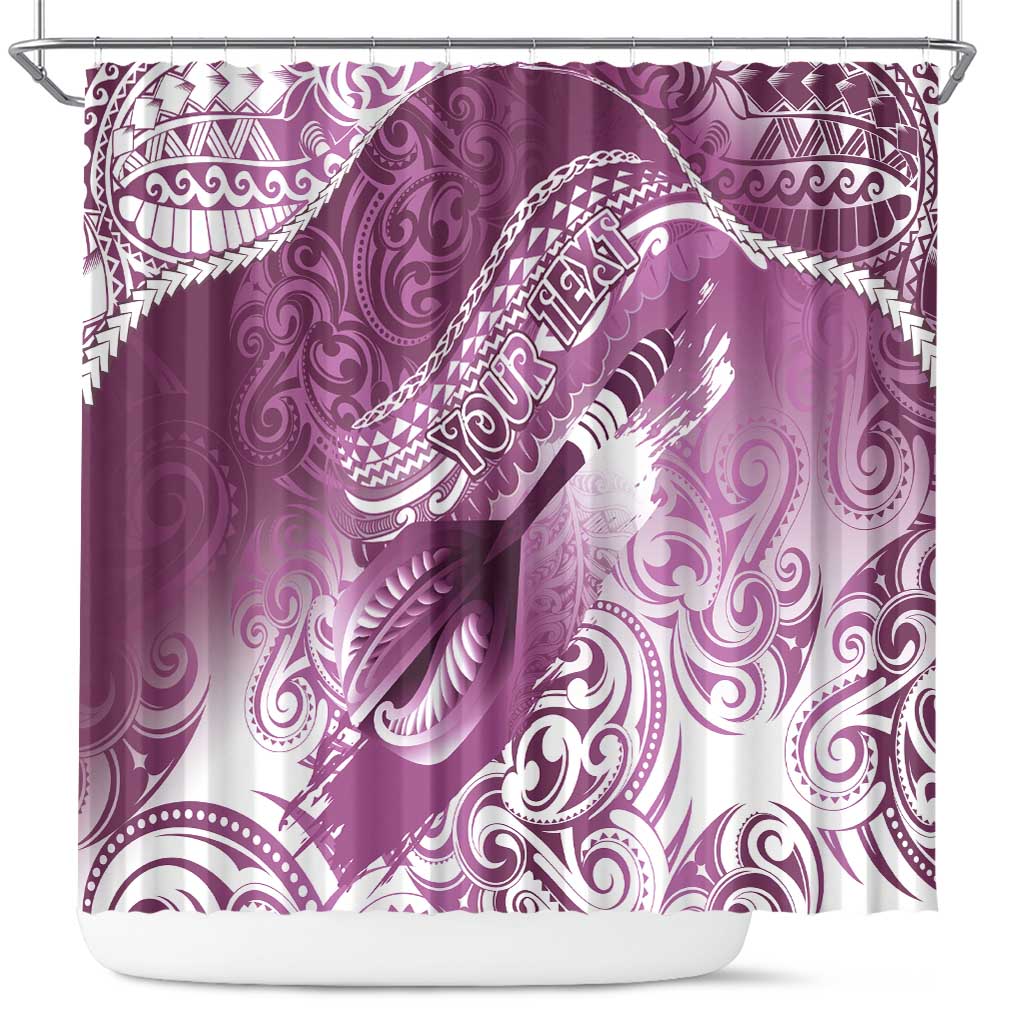 Personalised New Zealand Aotearoa Darts Masters Shower Curtain Maori Art Tattoo with Tribal Dart Symbol Pink - Polynesian Pride