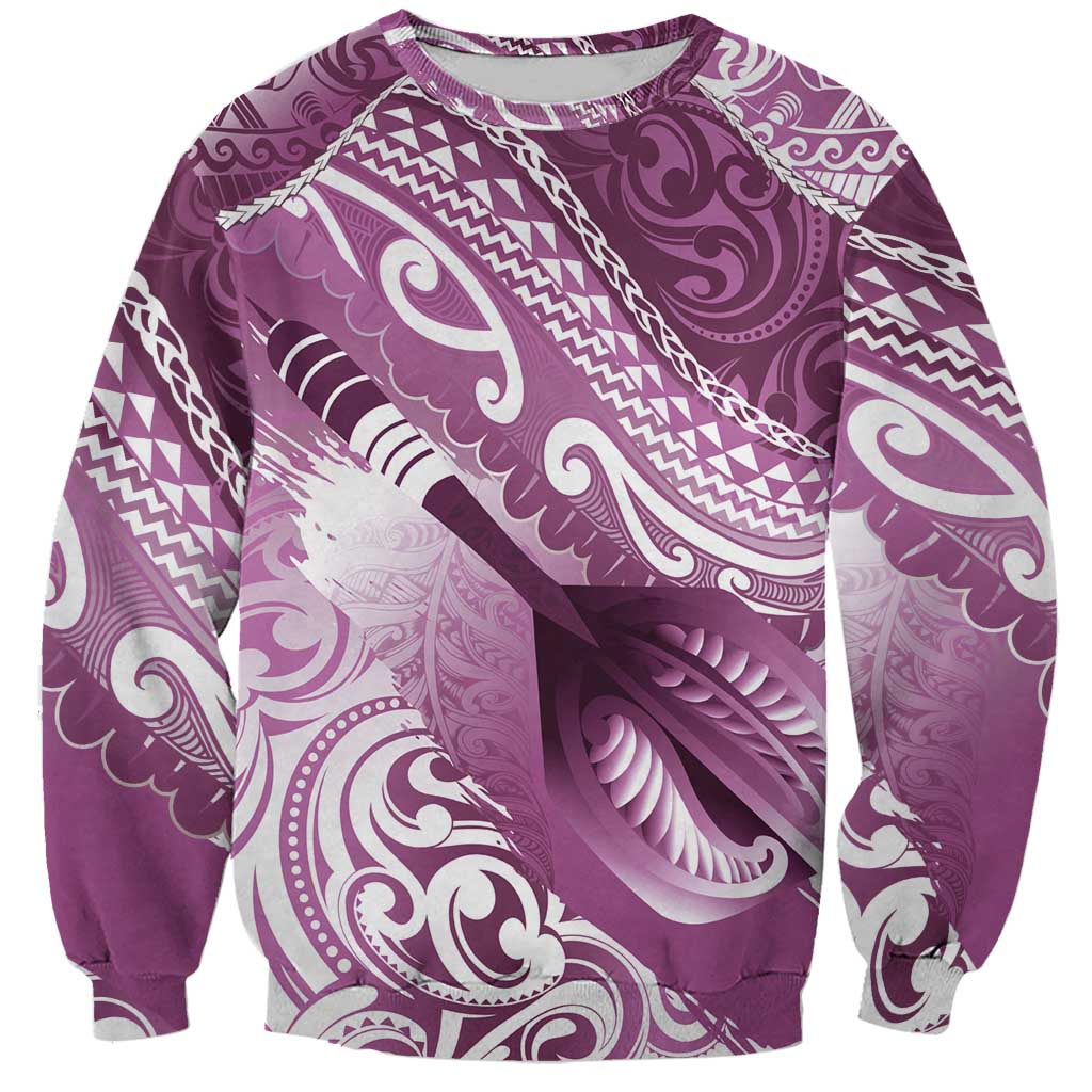 Personalised New Zealand Aotearoa Darts Masters Sweatshirt Maori Art Tattoo with Tribal Dart Symbol Pink - Polynesian Pride
