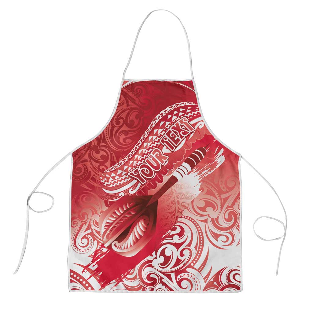 Personalised New Zealand Aotearoa Darts Masters Apron Maori Art Tattoo with Tribal Dart Symbol Red - Polynesian Pride