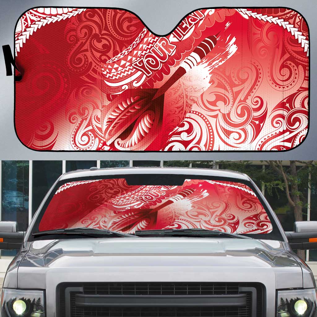 Personalised New Zealand Aotearoa Darts Masters Auto Sun Shade Maori Art Tattoo with Tribal Dart Symbol Red - Polynesian Pride