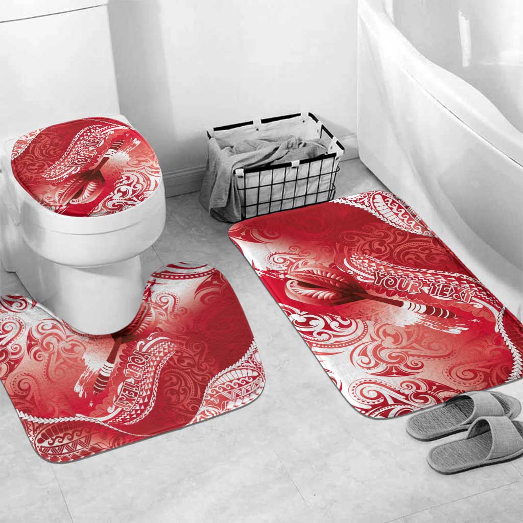 Personalised New Zealand Aotearoa Darts Masters Bathroom Set Maori Art Tattoo with Tribal Dart Symbol Red - Polynesian Pride