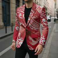 Personalised New Zealand Aotearoa Darts Masters Blazer Maori Art Tattoo with Tribal Dart Symbol Red - Polynesian Pride
