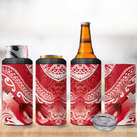 Personalised New Zealand Aotearoa Darts Masters 4 in 1 Can Cooler Tumbler Maori Art Tattoo with Tribal Dart Symbol Red - Polynesian Pride