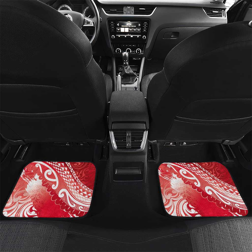 Personalised New Zealand Aotearoa Darts Masters Car Mats Maori Art Tattoo with Tribal Dart Symbol Red - Polynesian Pride