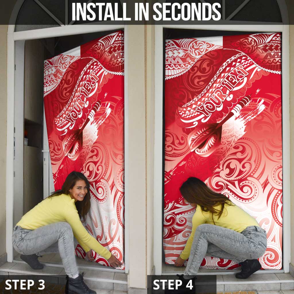 Personalised New Zealand Aotearoa Darts Masters Door Cover Maori Art Tattoo with Tribal Dart Symbol Red - Polynesian Pride