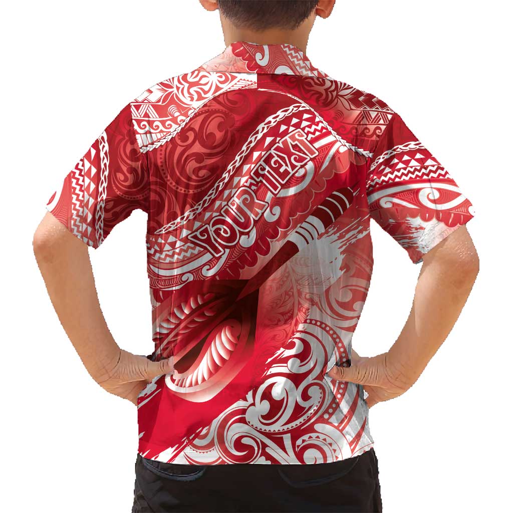 Personalised New Zealand Aotearoa Darts Masters Family Matching Long Sleeve Bodycon Dress and Hawaiian Shirt Maori Art Tattoo with Tribal Dart Symbol Red - Polynesian Pride