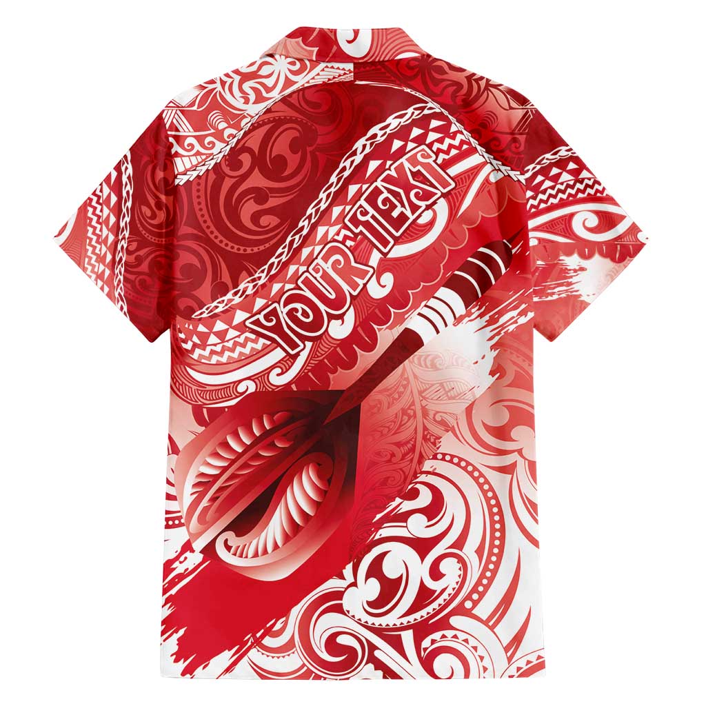 Personalised New Zealand Aotearoa Darts Masters Family Matching Off Shoulder Short Dress and Hawaiian Shirt Maori Art Tattoo with Tribal Dart Symbol Red - Polynesian Pride