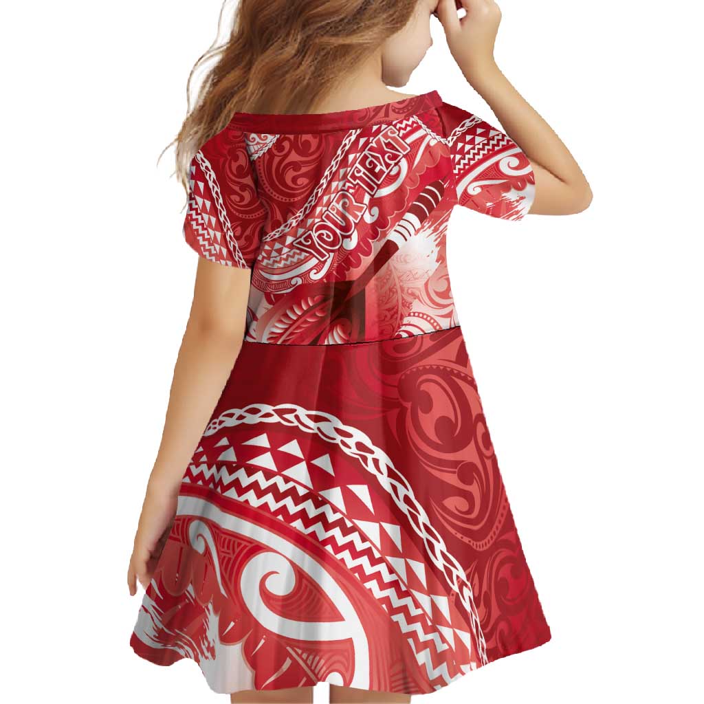 Personalised New Zealand Aotearoa Darts Masters Family Matching Summer Maxi Dress and Hawaiian Shirt Maori Art Tattoo with Tribal Dart Symbol Red - Polynesian Pride