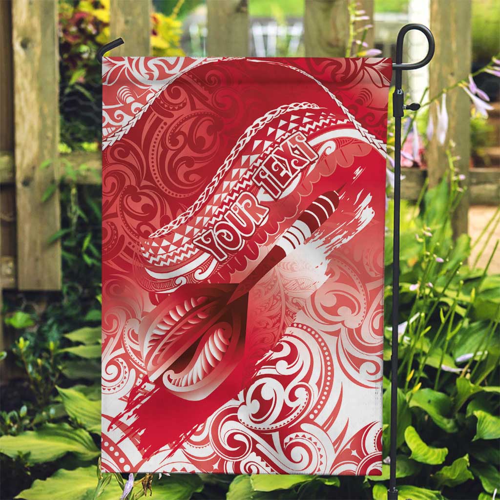 Personalised New Zealand Aotearoa Darts Masters Garden Flag Maori Art Tattoo with Tribal Dart Symbol Red - Polynesian Pride