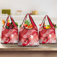 Personalised New Zealand Aotearoa Darts Masters Grocery Bag Maori Art Tattoo with Tribal Dart Symbol Red - Polynesian Pride