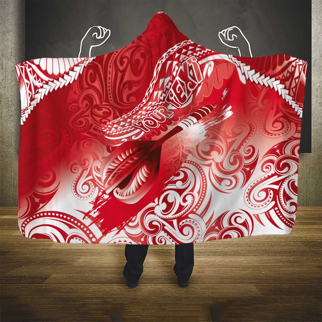 Personalised New Zealand Aotearoa Darts Masters Hooded Blanket Maori Art Tattoo with Tribal Dart Symbol Red - Polynesian Pride