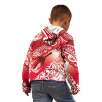 Personalised New Zealand Aotearoa Darts Masters Kid Hoodie Maori Art Tattoo with Tribal Dart Symbol Red - Polynesian Pride