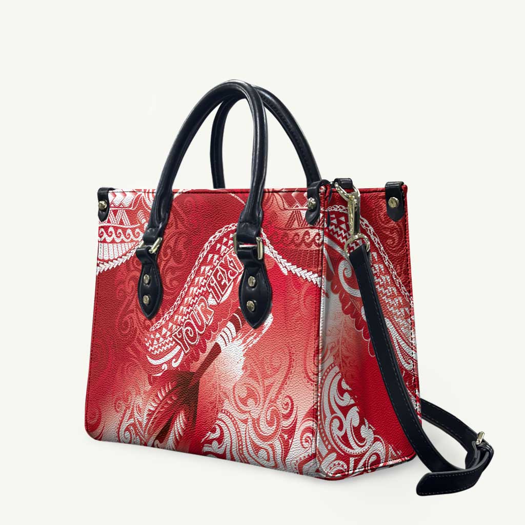 Personalised New Zealand Aotearoa Darts Masters Leather Bag Maori Art Tattoo with Tribal Dart Symbol Red - Polynesian Pride