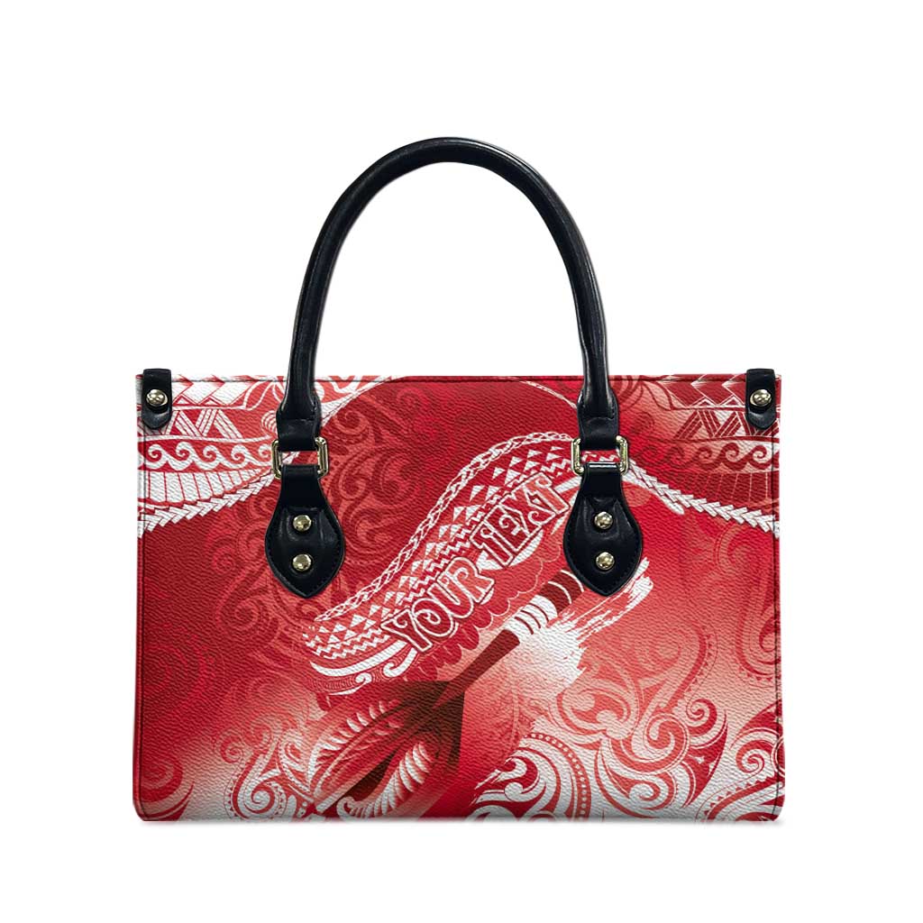 Personalised New Zealand Aotearoa Darts Masters Leather Bag Maori Art Tattoo with Tribal Dart Symbol Red - Polynesian Pride