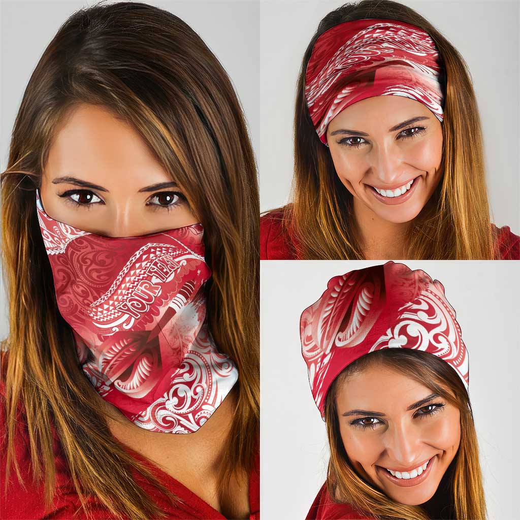 Personalised New Zealand Aotearoa Darts Masters Neck Gaiter Maori Art Tattoo with Tribal Dart Symbol Red - Polynesian Pride