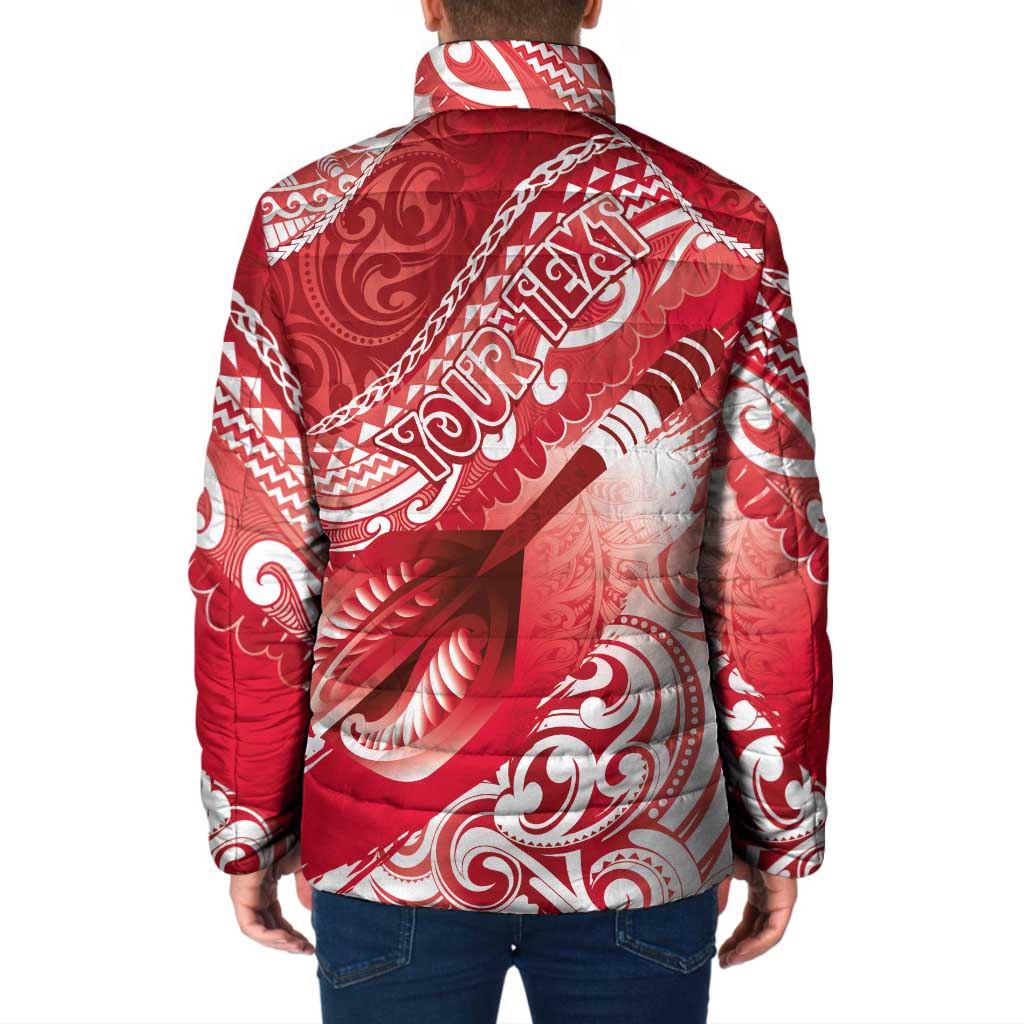 Personalised New Zealand Aotearoa Darts Masters Padded Jacket Maori Art Tattoo with Tribal Dart Symbol Red - Polynesian Pride
