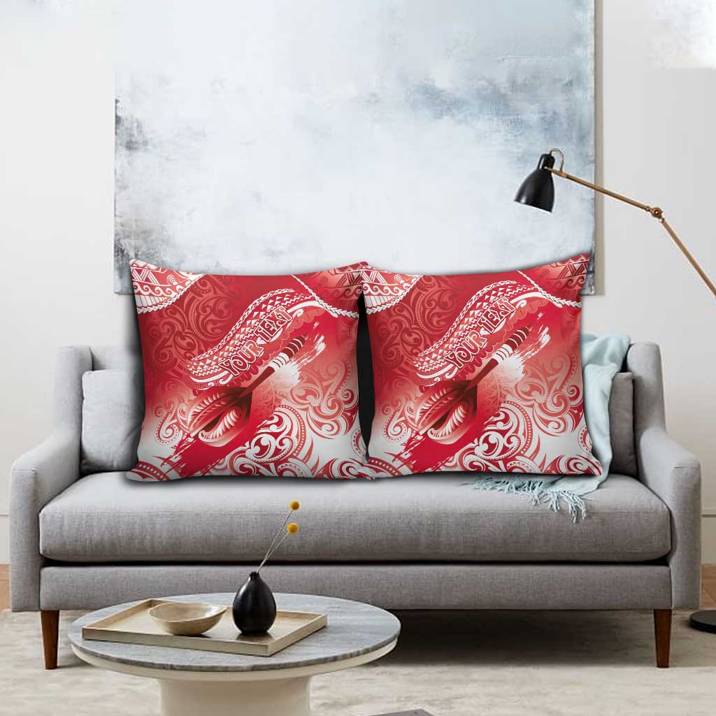 Personalised New Zealand Aotearoa Darts Masters Pillow Cover Maori Art Tattoo with Tribal Dart Symbol Red - Polynesian Pride