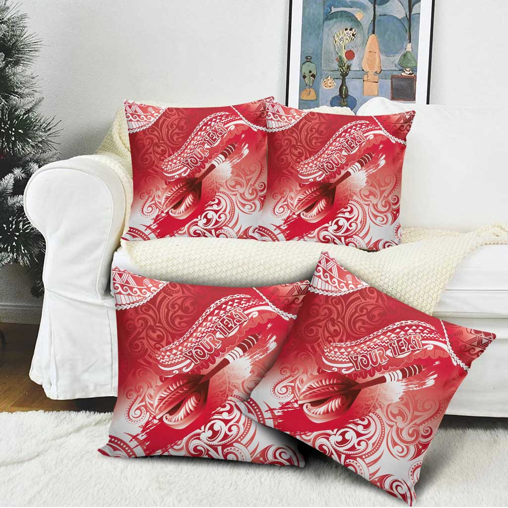 Personalised New Zealand Aotearoa Darts Masters Pillow Cover Maori Art Tattoo with Tribal Dart Symbol Red - Polynesian Pride