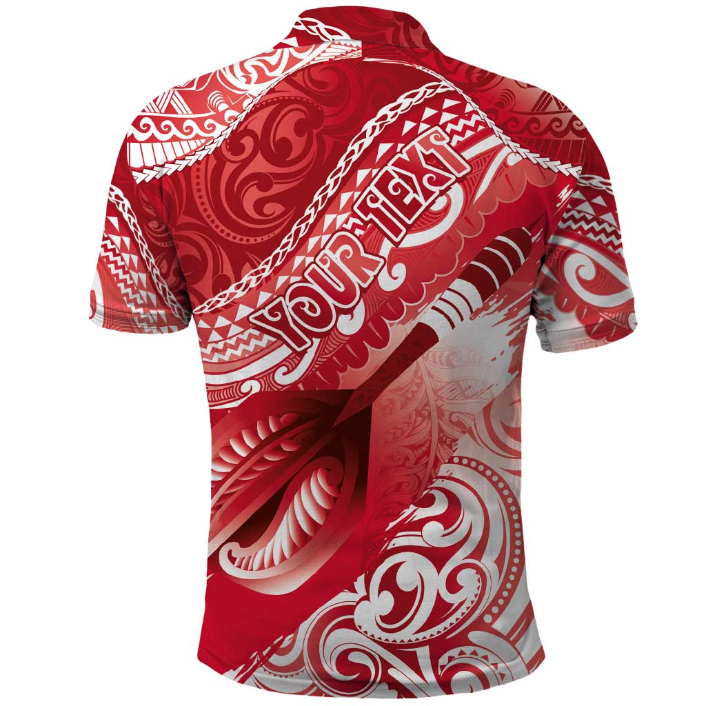 Personalised New Zealand Aotearoa Darts Masters Polo Shirt Maori Art Tattoo with Tribal Dart Symbol Red - Polynesian Pride
