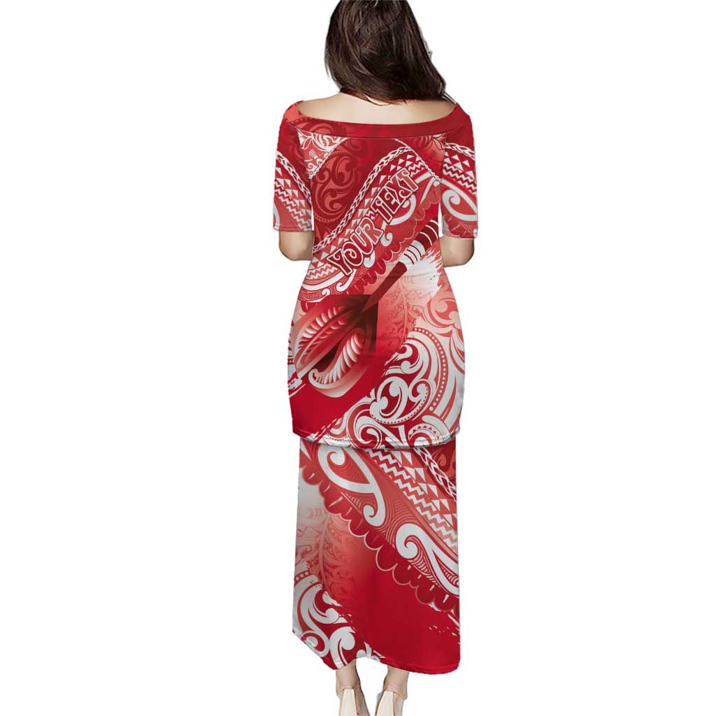 Personalised New Zealand Aotearoa Darts Masters Puletasi Maori Art Tattoo with Tribal Dart Symbol Red - Polynesian Pride