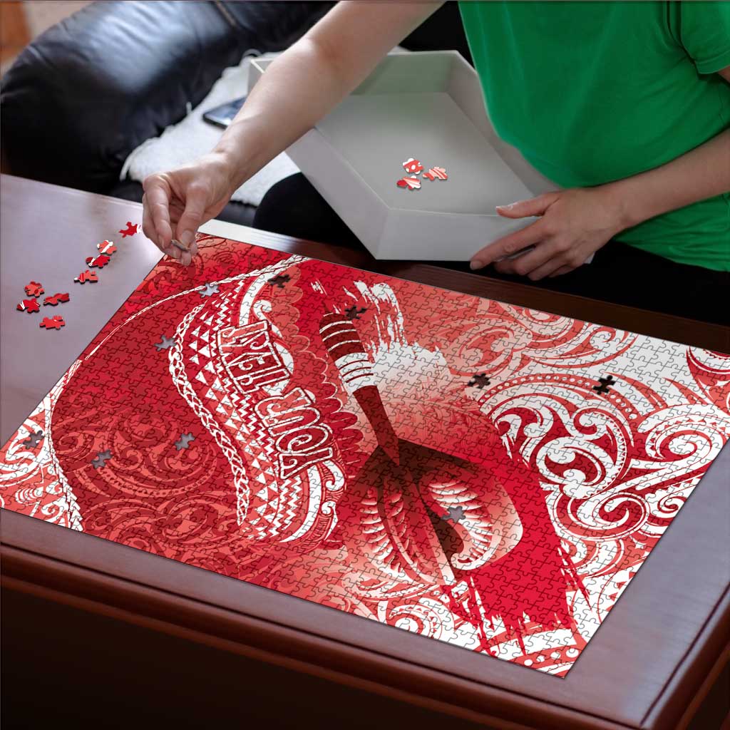 Personalised New Zealand Aotearoa Darts Masters Puzzle Maori Art Tattoo with Tribal Dart Symbol Red - Polynesian Pride