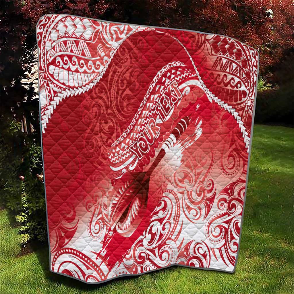 Personalised New Zealand Aotearoa Darts Masters Quilt Maori Art Tattoo with Tribal Dart Symbol Red - Polynesian Pride