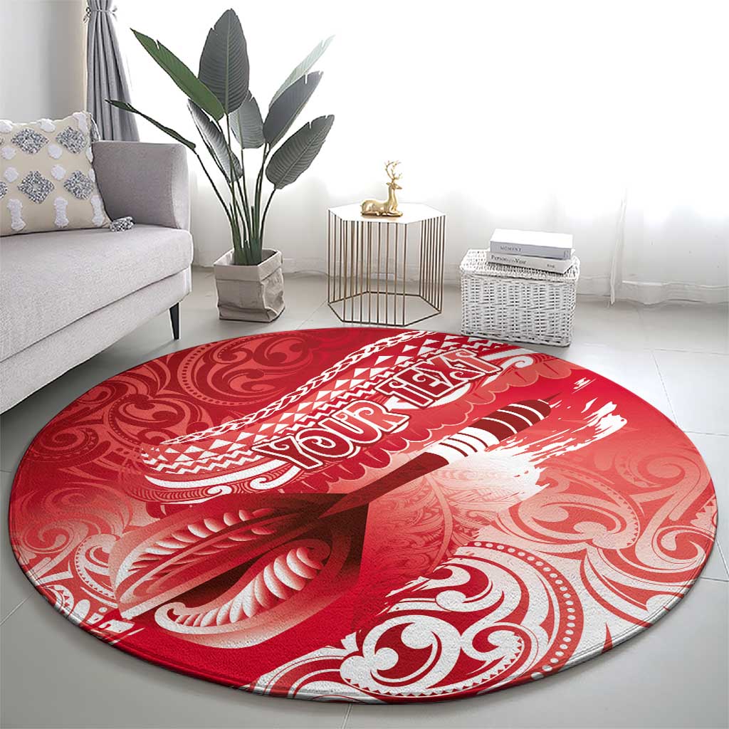 Personalised New Zealand Aotearoa Darts Masters Round Carpet Maori Art Tattoo with Tribal Dart Symbol Red - Polynesian Pride