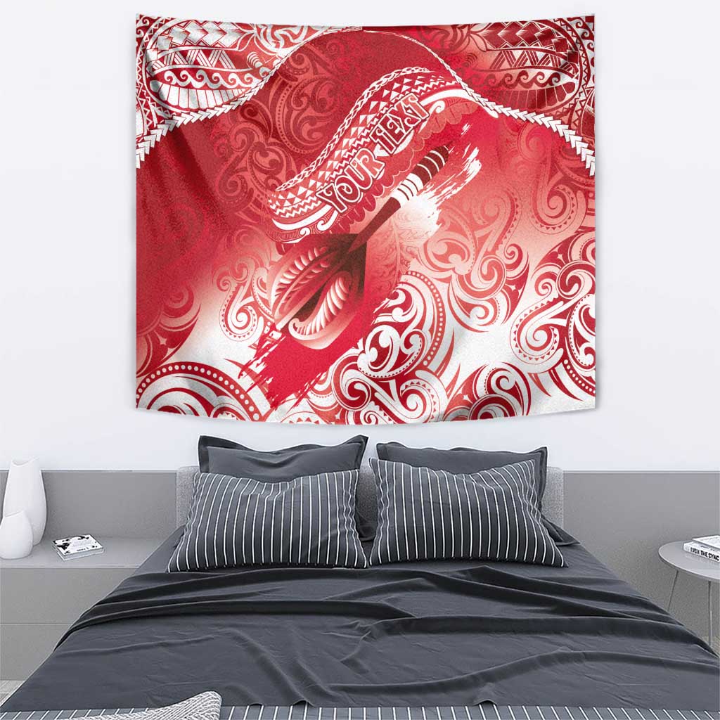 Personalised New Zealand Aotearoa Darts Masters Tapestry Maori Art Tattoo with Tribal Dart Symbol Red - Polynesian Pride
