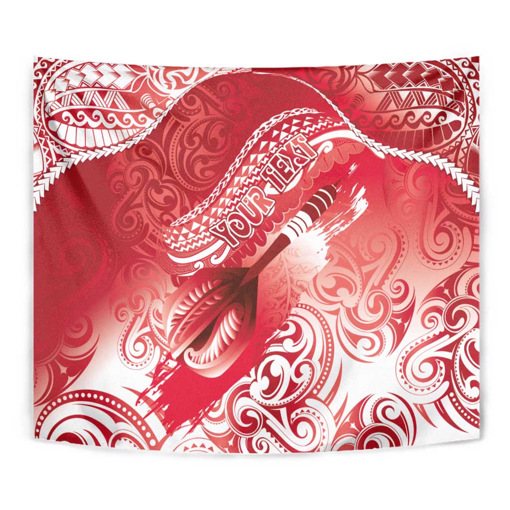 Personalised New Zealand Aotearoa Darts Masters Tapestry Maori Art Tattoo with Tribal Dart Symbol Red - Polynesian Pride