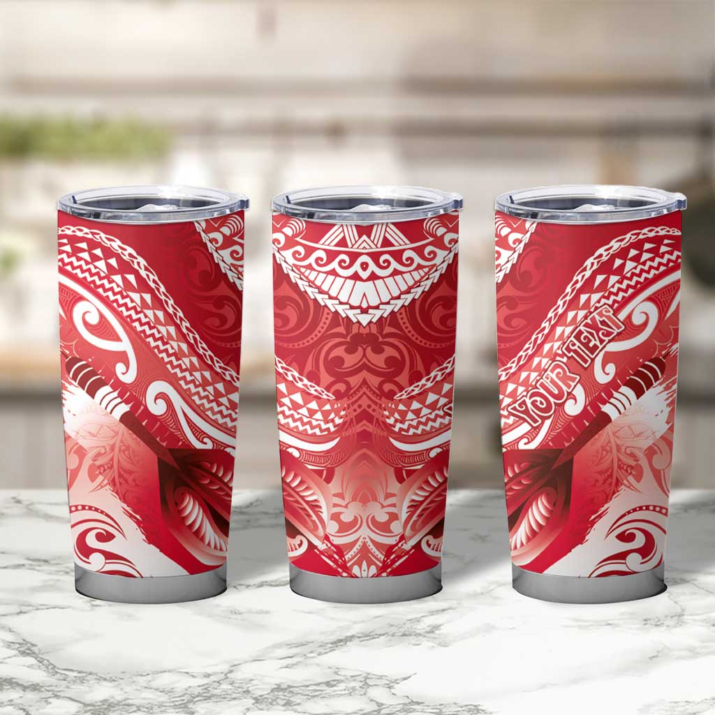 Personalised New Zealand Aotearoa Darts Masters Tumbler Cup Maori Art Tattoo with Tribal Dart Symbol Red - Polynesian Pride