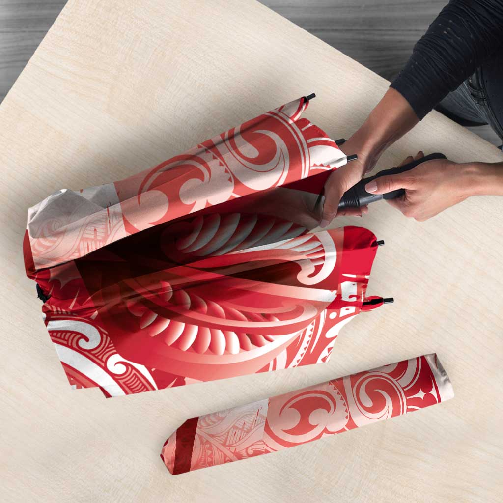 Personalised New Zealand Aotearoa Darts Masters Umbrella Maori Art Tattoo with Tribal Dart Symbol Red - Polynesian Pride