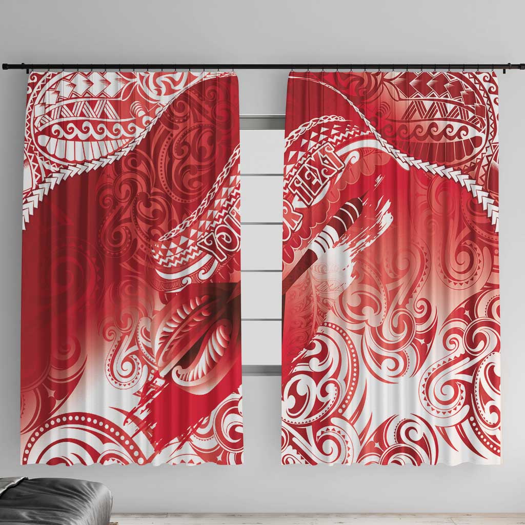 Personalised New Zealand Aotearoa Darts Masters Window Curtain Maori Art Tattoo with Tribal Dart Symbol Red - Polynesian Pride