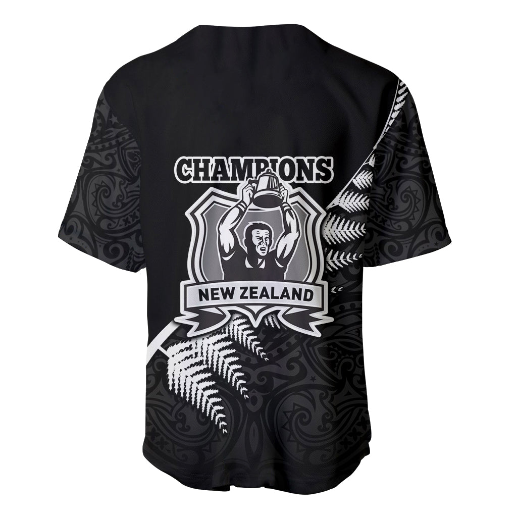 New Zealand World Cup 2023 Baseball Jersey Aotearoa Champion Rugby with Silver Fern Maori Ethnic Pattern LT03 - Polynesian Pride
