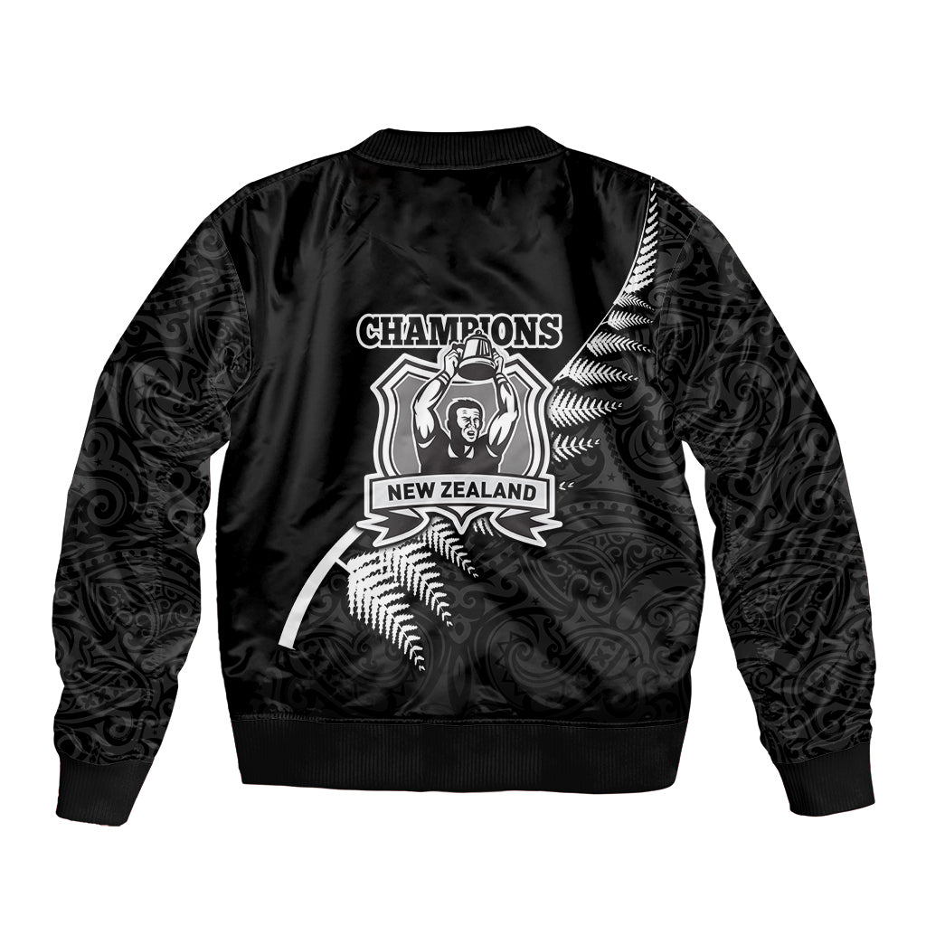 New Zealand World Cup 2023 Bomber Jacket Aotearoa Champion Rugby with Silver Fern Maori Ethnic Pattern LT03 - Polynesian Pride