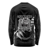 New Zealand World Cup 2023 Long Sleeve Shirt Aotearoa Champion Rugby with Silver Fern Maori Ethnic Pattern LT03 - Polynesian Pride