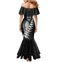 New Zealand World Cup 2023 Mermaid Dress Aotearoa Champion Rugby with Silver Fern Maori Ethnic Pattern LT03 - Polynesian Pride