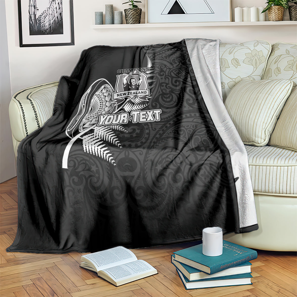 Custom New Zealand World Cup 2023 Blanket Aotearoa Champion Rugby with Silver Fern Maori Ethnic Pattern LT03 - Polynesian Pride
